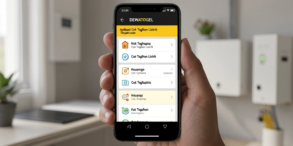 Tampilan antarmuka DEWATOGEL yang intuitif untuk cek tagihan listrik.