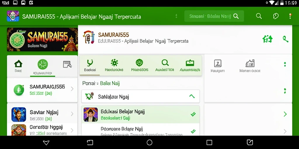 Tampilan antarmuka aplikasi SAMURAI555 saat belajar ngaji.