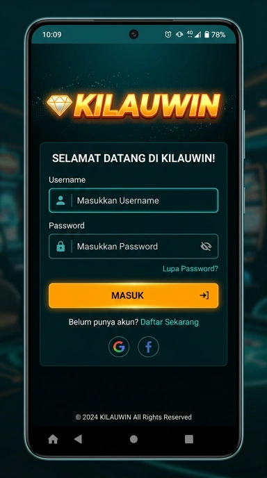 Tampilan halaman login kilauwin